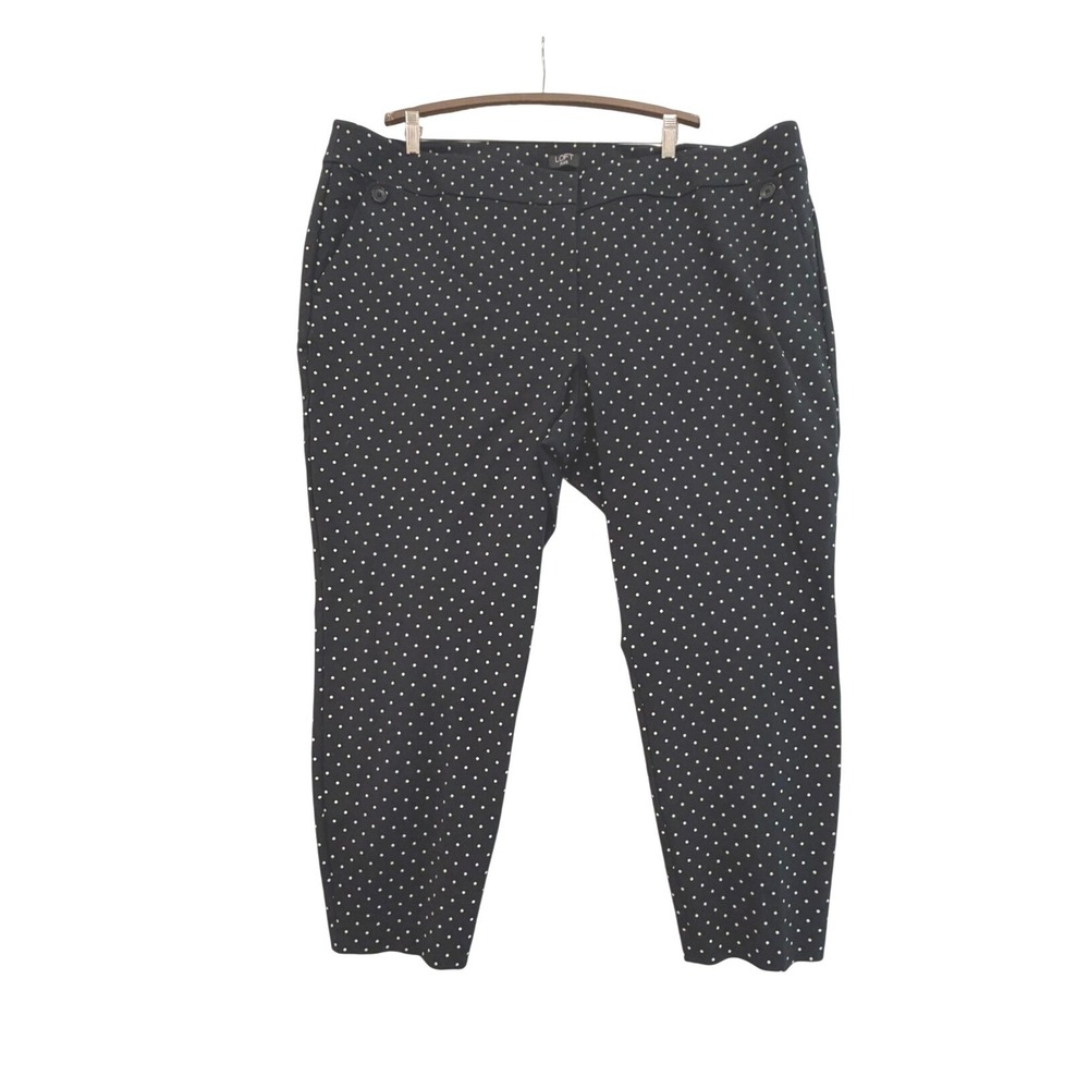 Loft Plus Marisa Skinny Pants Black White Polka‎ Dot Stretch Cotton Trousers 22W